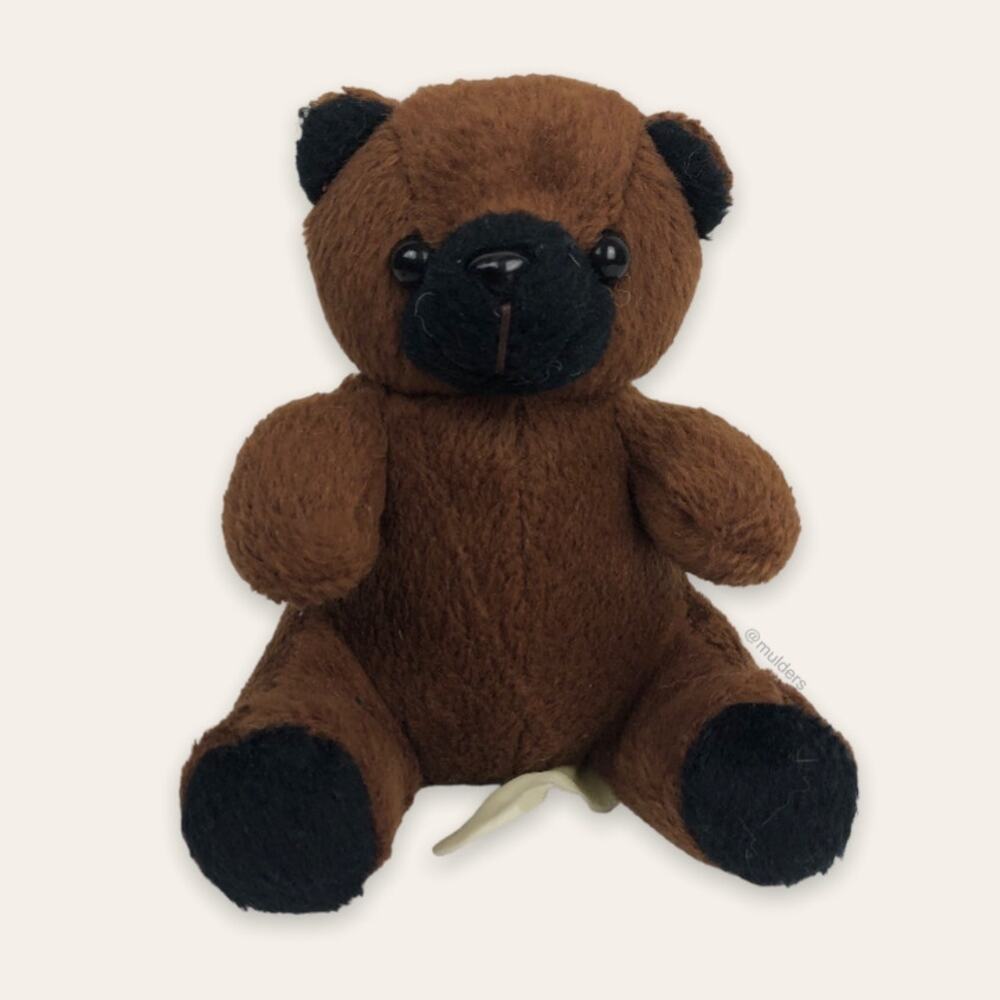 Vintage Small Brown and Black Stuffed Teddy Bear Unknown Maker